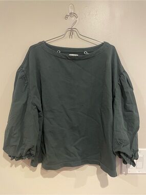 Wonderly Dark Green Puff Sleeve Blouse